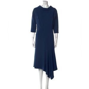 Teri jon blue crew neck dress midi length size 2